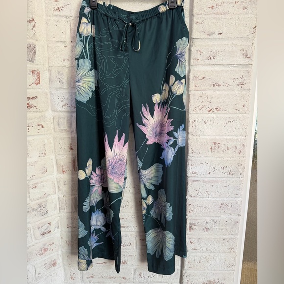 Soma Silky Sleep Pants In Deep Green, Light Blue, Pink and Yellow - Picture 1 of 7